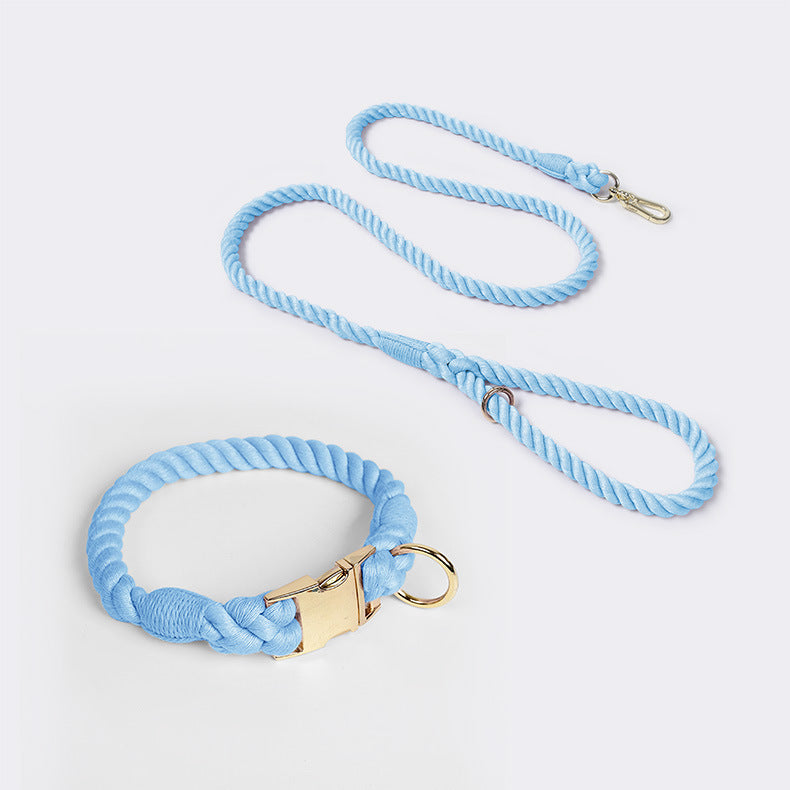 Hand-Crafted Ombré Cotton Rope Collar & Leash Set