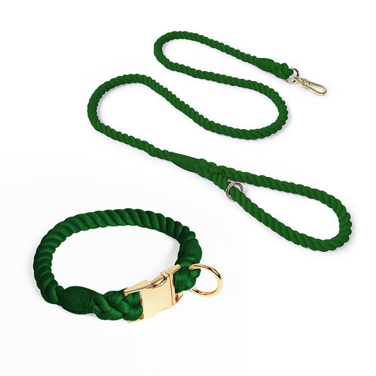 Hand-Crafted Ombré Cotton Rope Collar & Leash Set