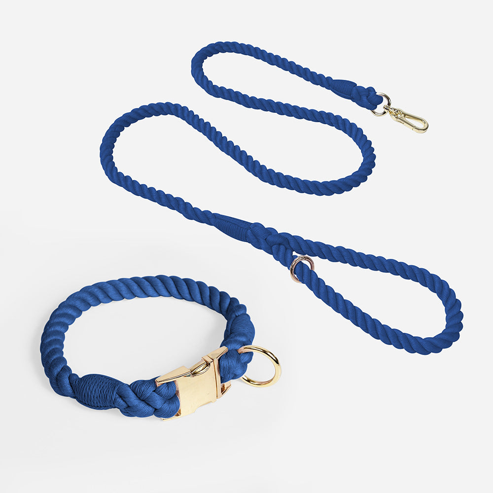 Hand-Crafted Ombré Cotton Rope Collar & Leash Set