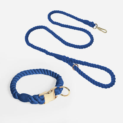 Hand-Crafted Ombré Cotton Rope Collar & Leash Set