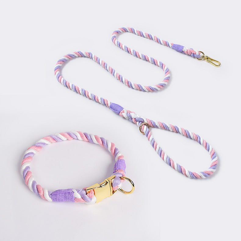 Hand-Crafted Ombré Cotton Rope Collar & Leash Set